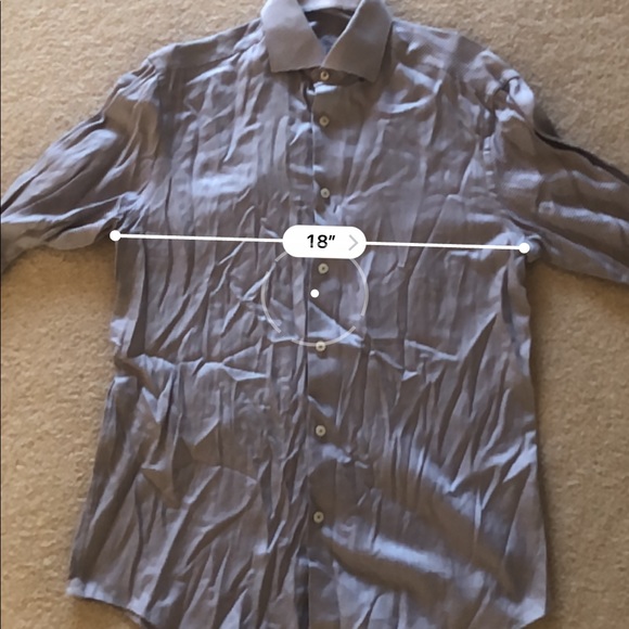 Bugatchi Long Sleeve Button down dress shirt gray houndstooth size 16 40 - Picture 6 of 6